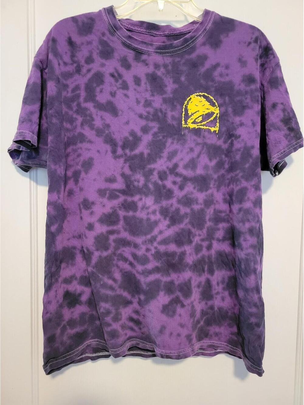 Original Taco Bell Tee Mens M Purple Tie Dye Drippy Logo Graphic Shirt